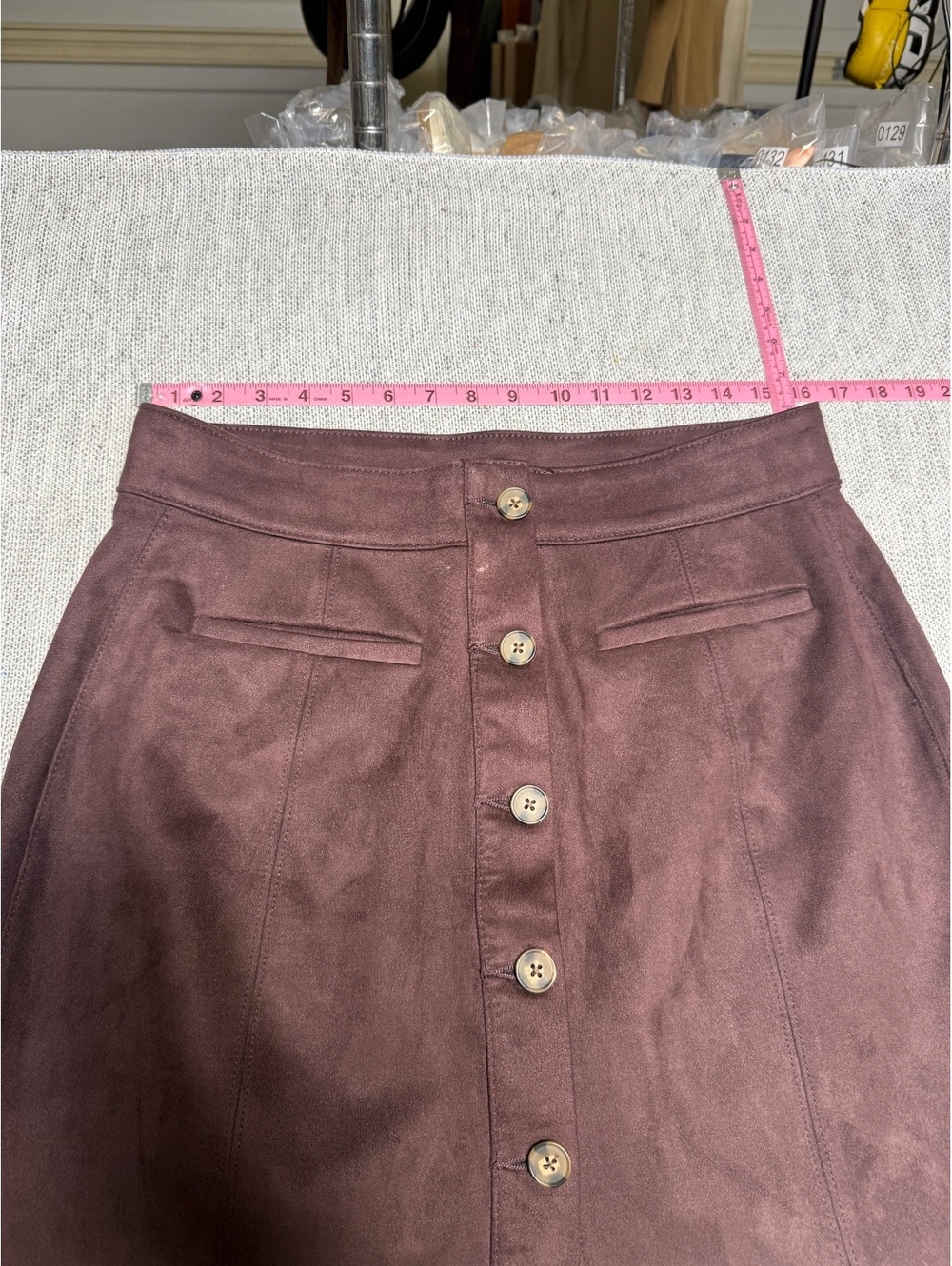 Maurices Brown Faux Suede Button Front Mini Skirt Size 12 - Picture 5 of 10